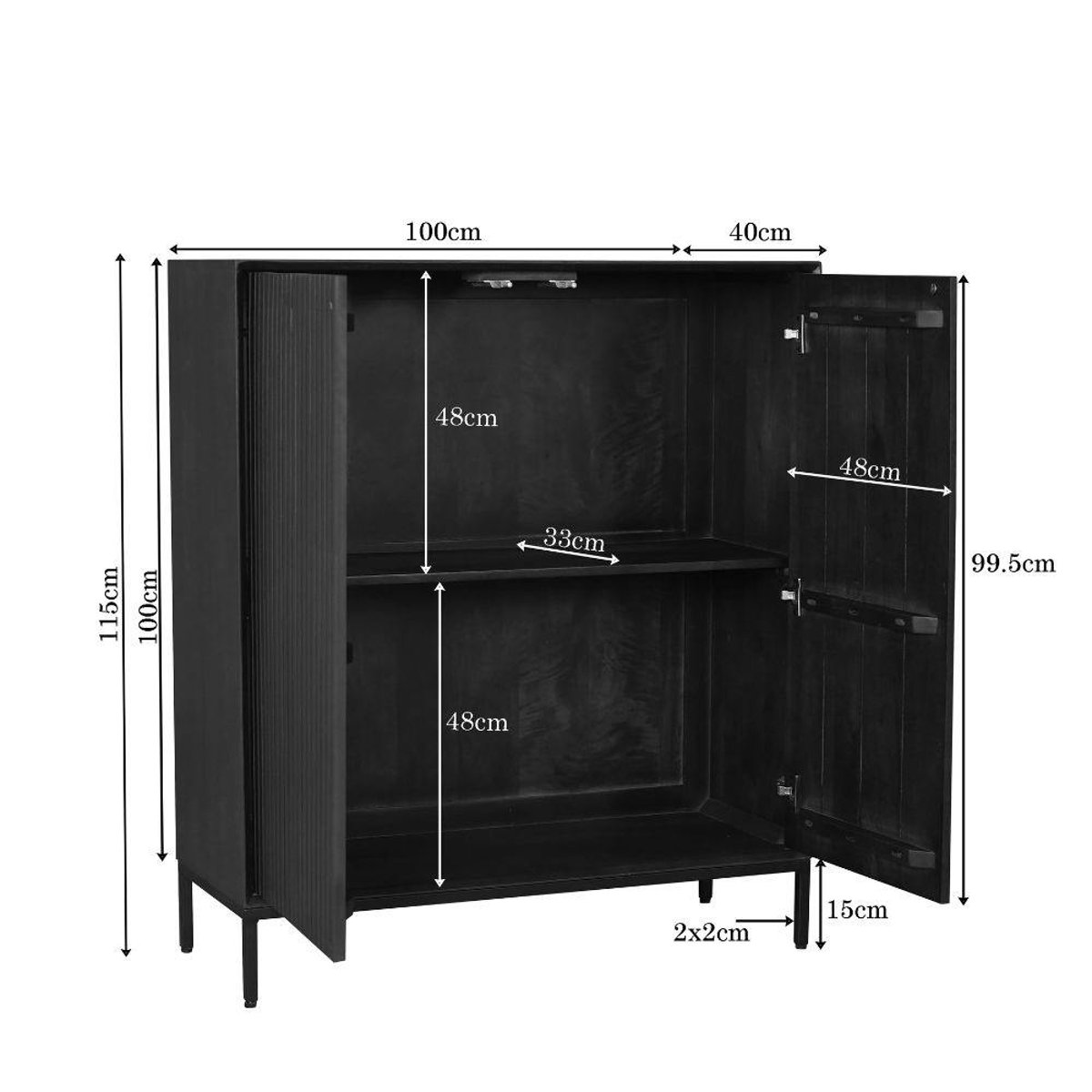 Petit buffet 2 portes en bois rainuré CORTINA marron, PIER IMPORT