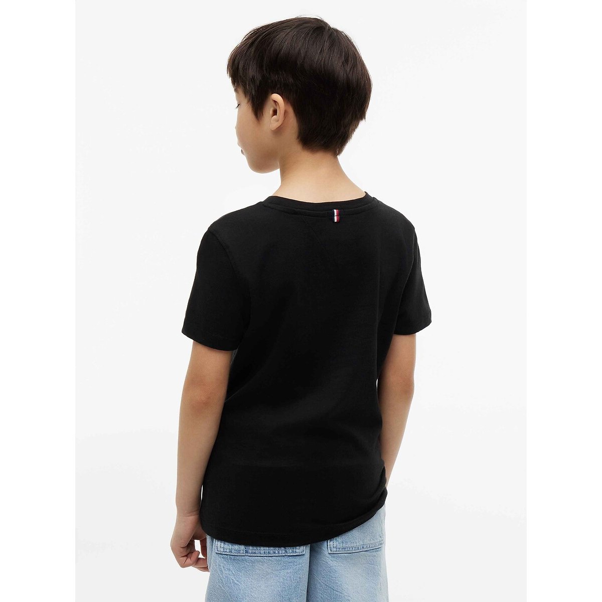 Camiseta de algodón, cuello redondo antracita, TOMMY HILFIGER