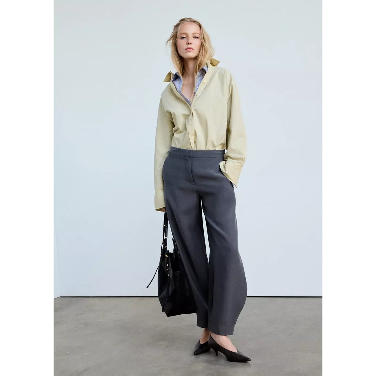 Pantalon ballon en modal gris anthracite, MANGO