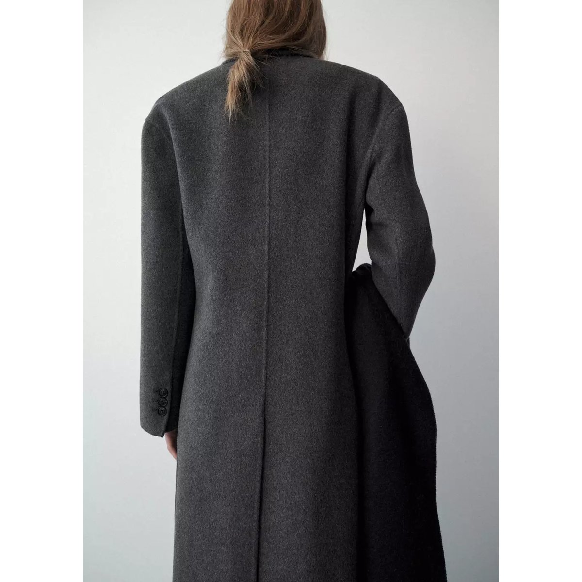 Manteau long en laine gris, MANGO