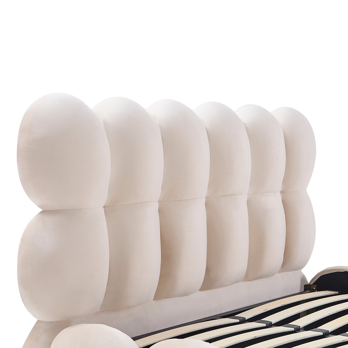 Lit coffre - Velours beige - MEGÈVE beige, MAISON AUBERTIN