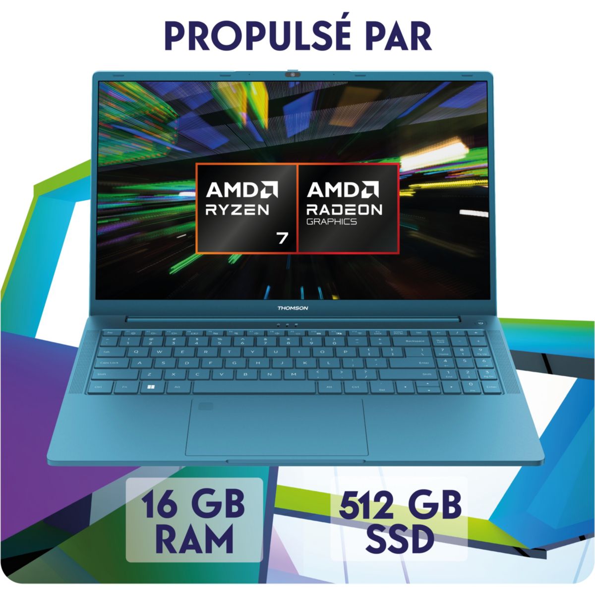 Ordinateur portable NX15R716BL512 15,6" AMD Ryzen 7 7735HS 16 Go RAM DDR5 SSD 512 Go couleur unique, THOMSON