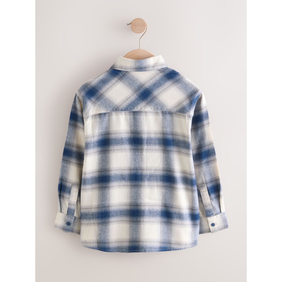 Chemise manches longues en coton à carreaux bleu/écru, NEXT