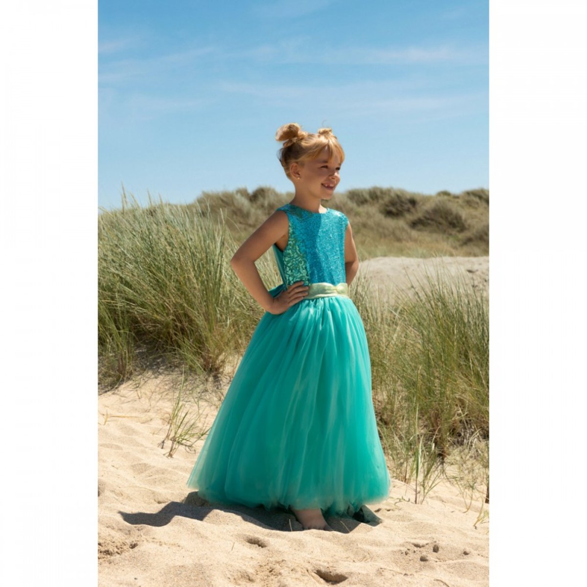 Robe Joséphine 3-4 ans vert, PIOUPIOU ET MERVEILLES