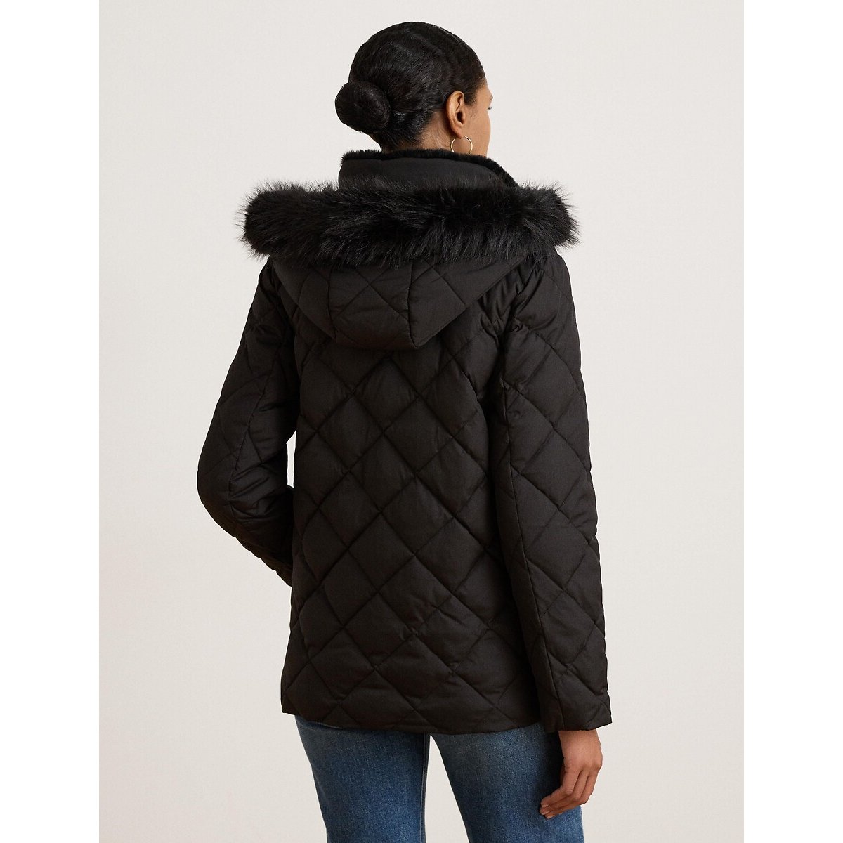 Doudoune mi-longue à capuche, avec écussson noir, LAUREN RALPH LAUREN