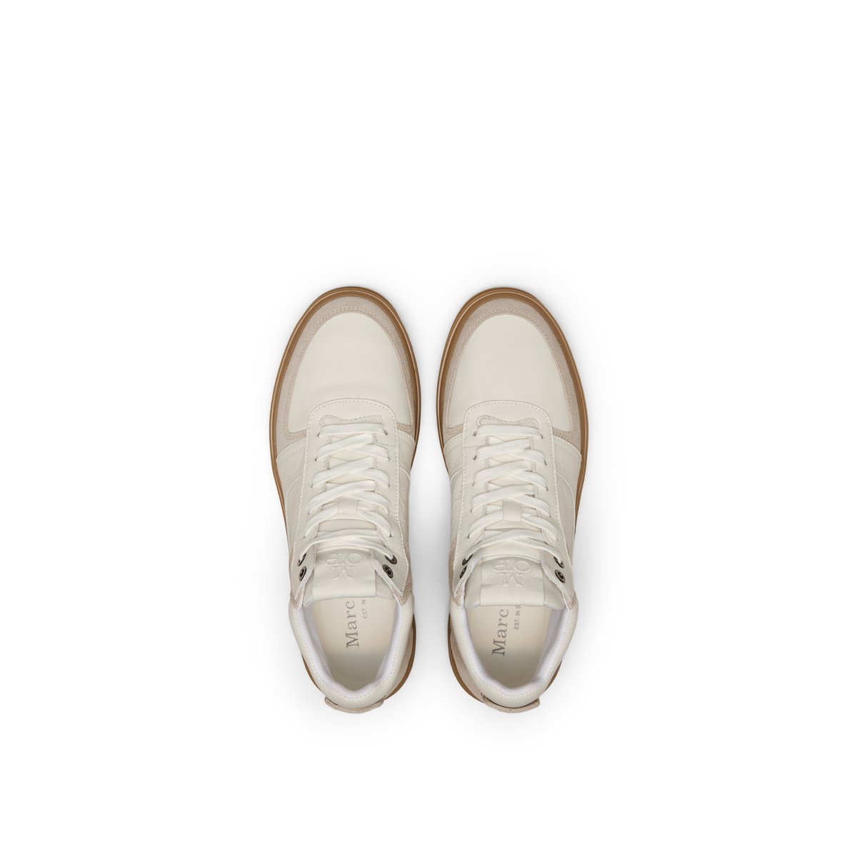 Baskets montantes modèle Enrique en cuir de vachette de haute qualité blanc, MARC O'POLO