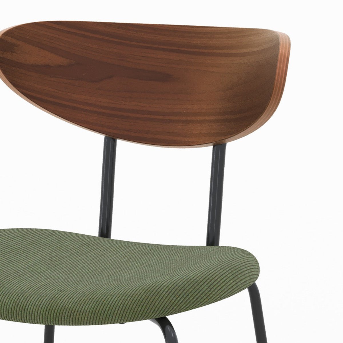 Lot de 2 chaises en velours côtelé et dossier en noyer - JADE vert kaki, MAISON PAVANE