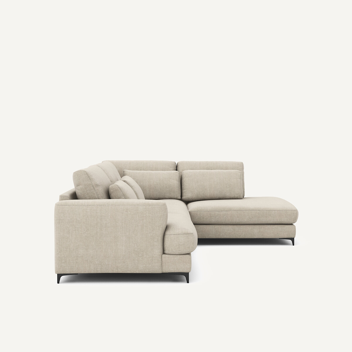 Canapé d'angle droit convertible, en coton et lin, Marsile beige, AM.PM