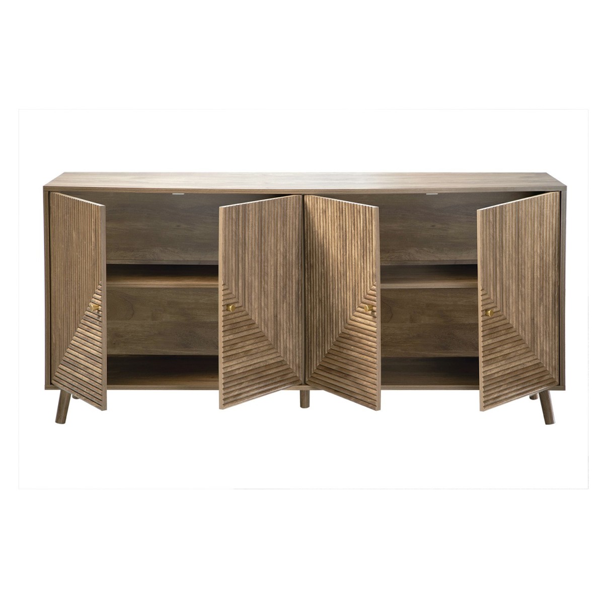 Buffet 4 portes façades lamellées EDEN bois clair, CALICOSY