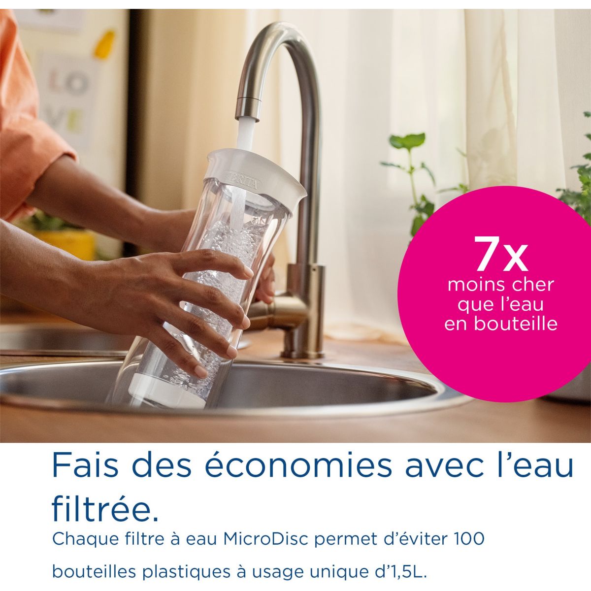 Gourde filtrante Fill & Serve gris foncé + 1 filtre à eau MicroDisc gris, BRITA