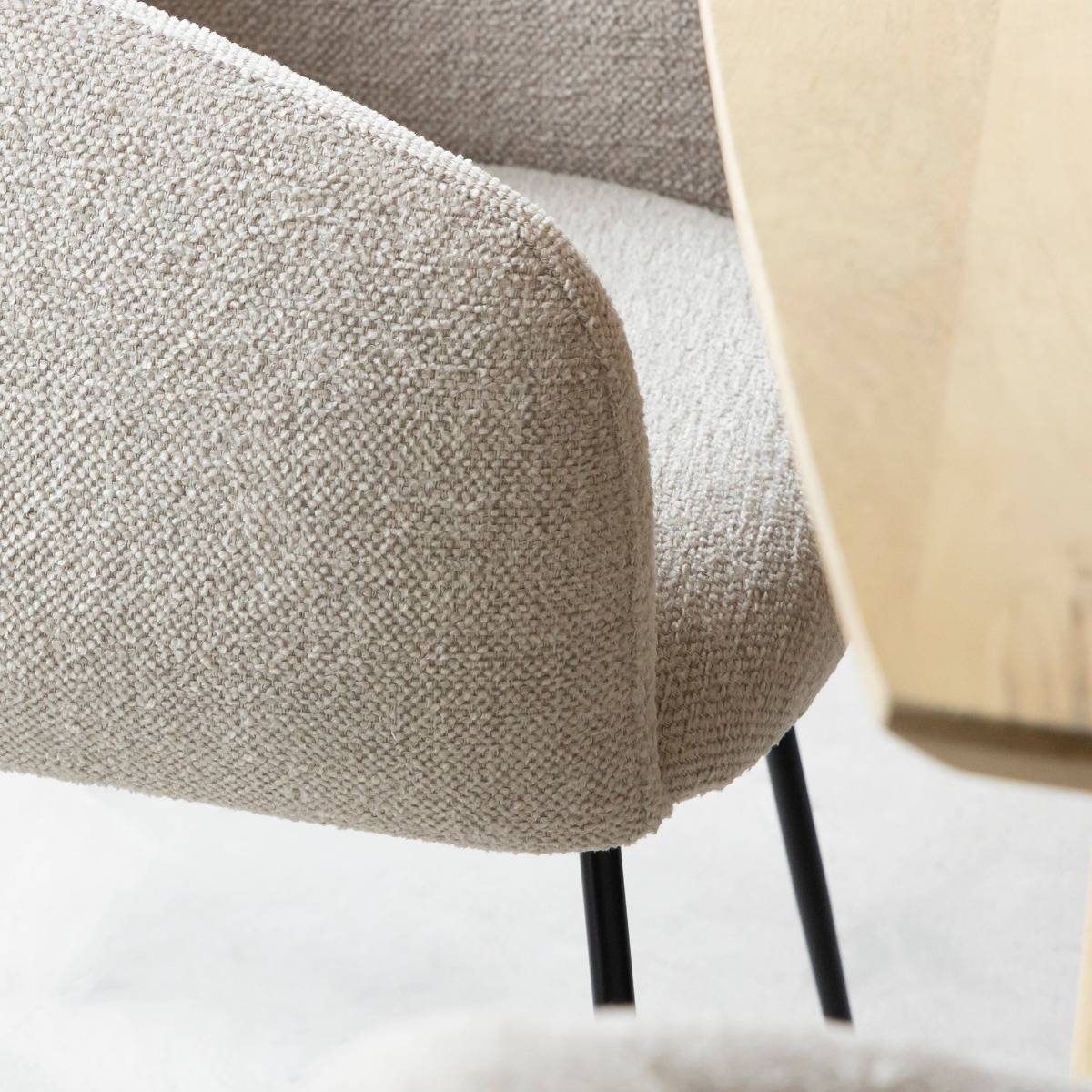 Chaise en tissu et métal SANDY blanc, MADE IN MEUBLES