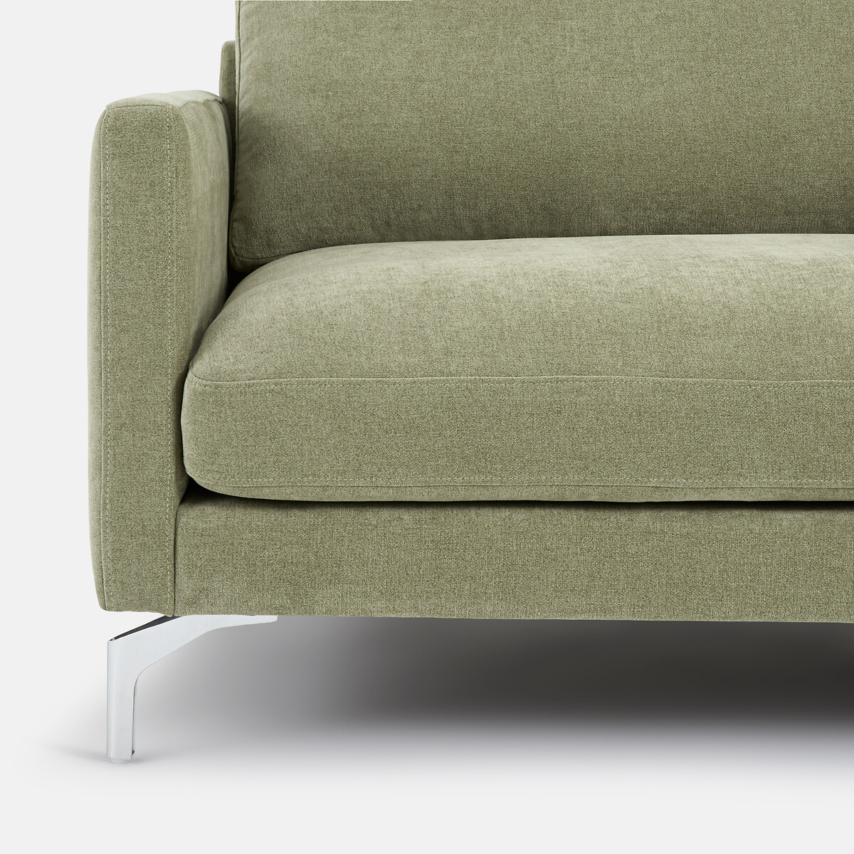 Canapé droit 2, 3 ou 4 places, en polyester chiné, LADY vert eucalyptus, LA REDOUTE INTERIEURS