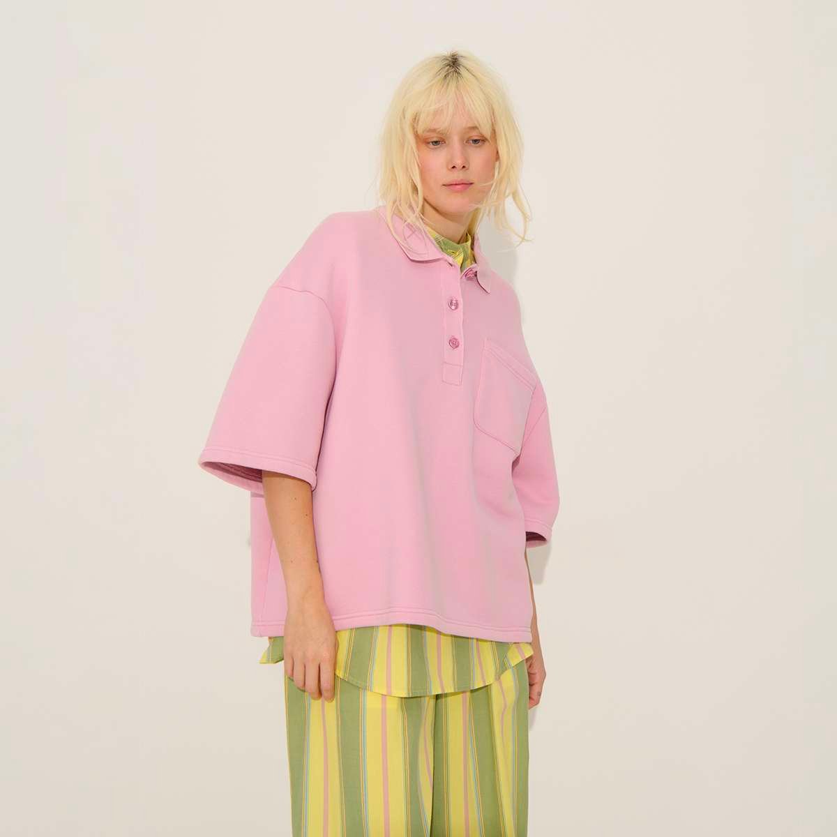 Polo manches courtes en coton organique PRISCA bubblegum, BENSIMON