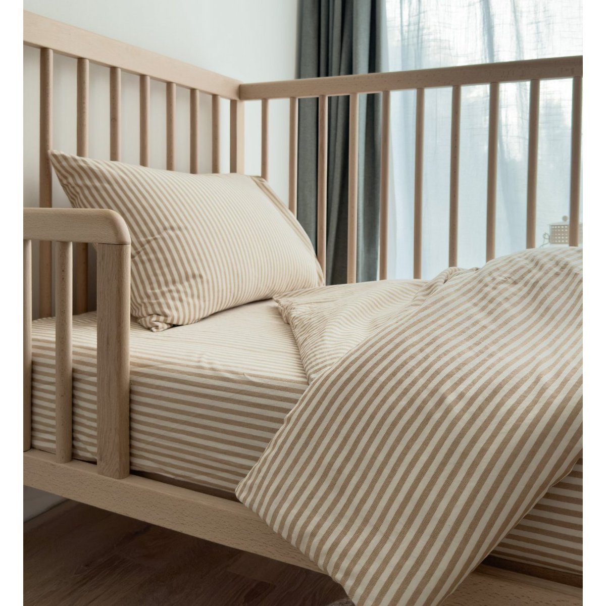 Housse de couette Percale de Coton Bio bébé RAYÉ rayé ambre, KADOLIS