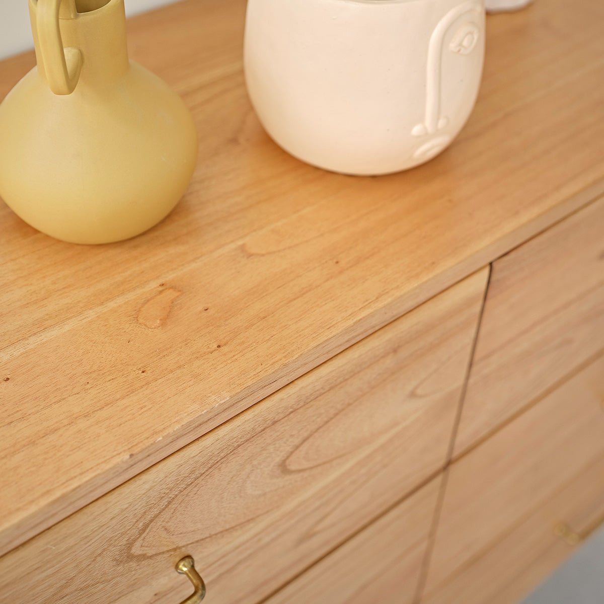 Commode en bois massif 130 cm 6 tiroirs  PIA naturel, BERAH GETAH