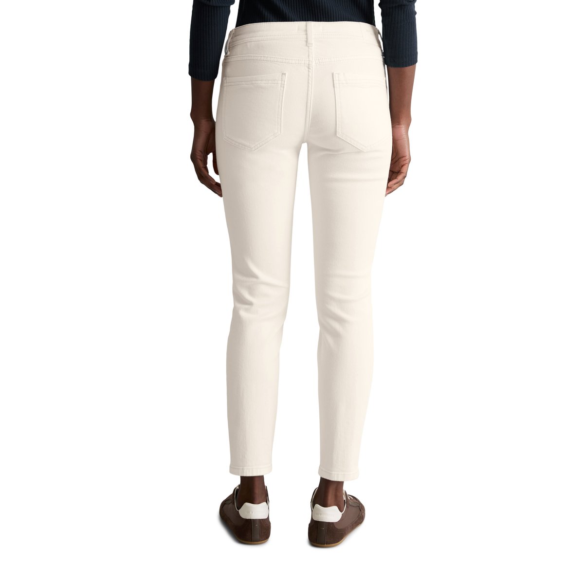 Jeans modèle Alva slim cropped en coton organique-lyocell stretch blanc, MARC O’POLO DENIM
