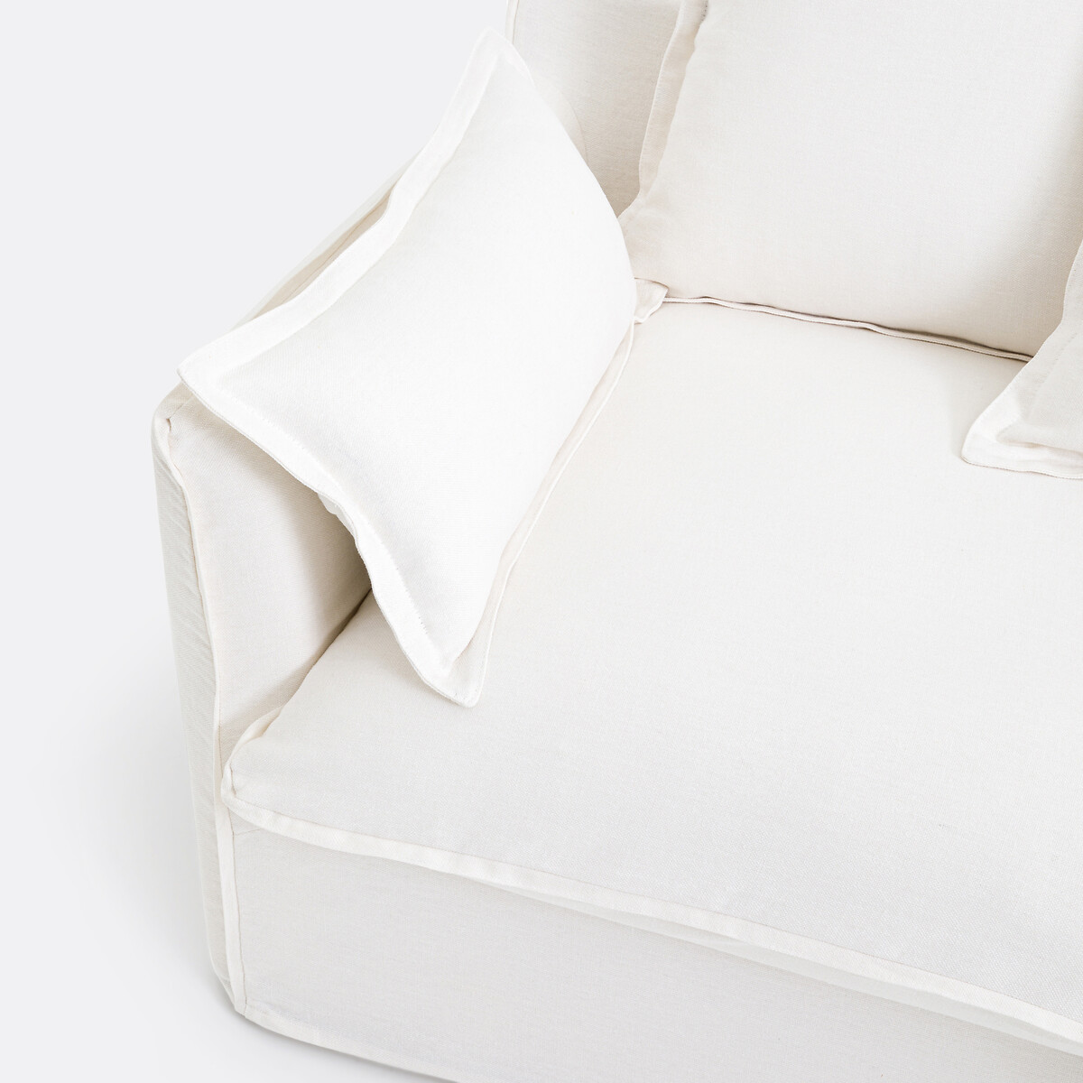 Sofá-cama, 2 ou 3 lugares, com capa amovível, em linho grosso, ODNA branco, LA REDOUTE INTERIEURS