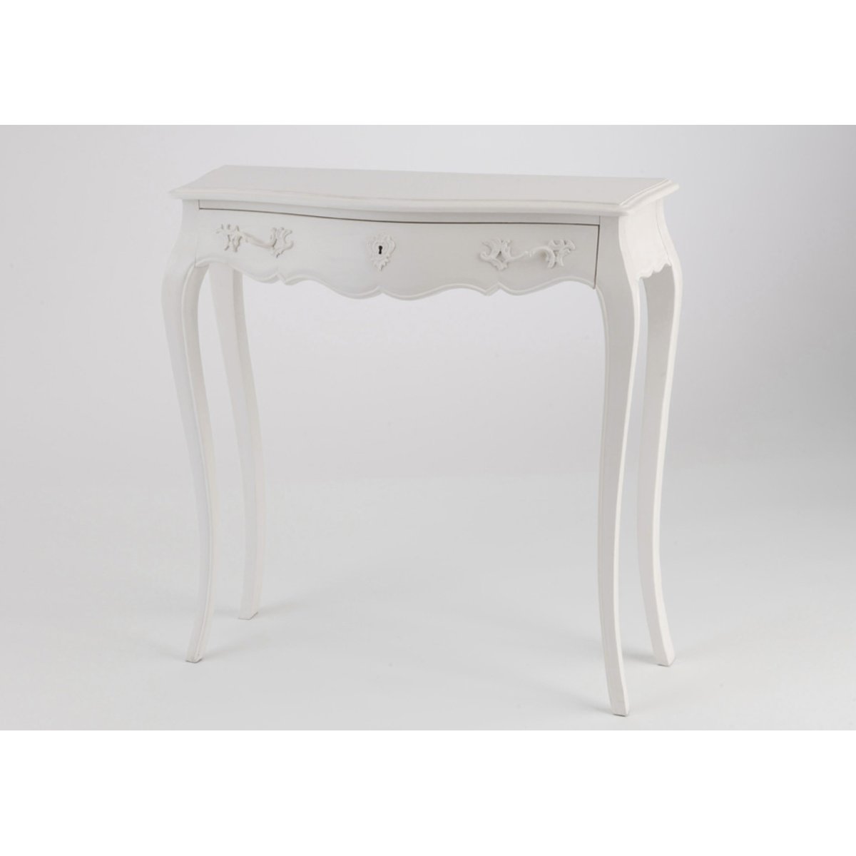 Console galbée en bois   cassé L80 cm Murano blanc, AMADEUS