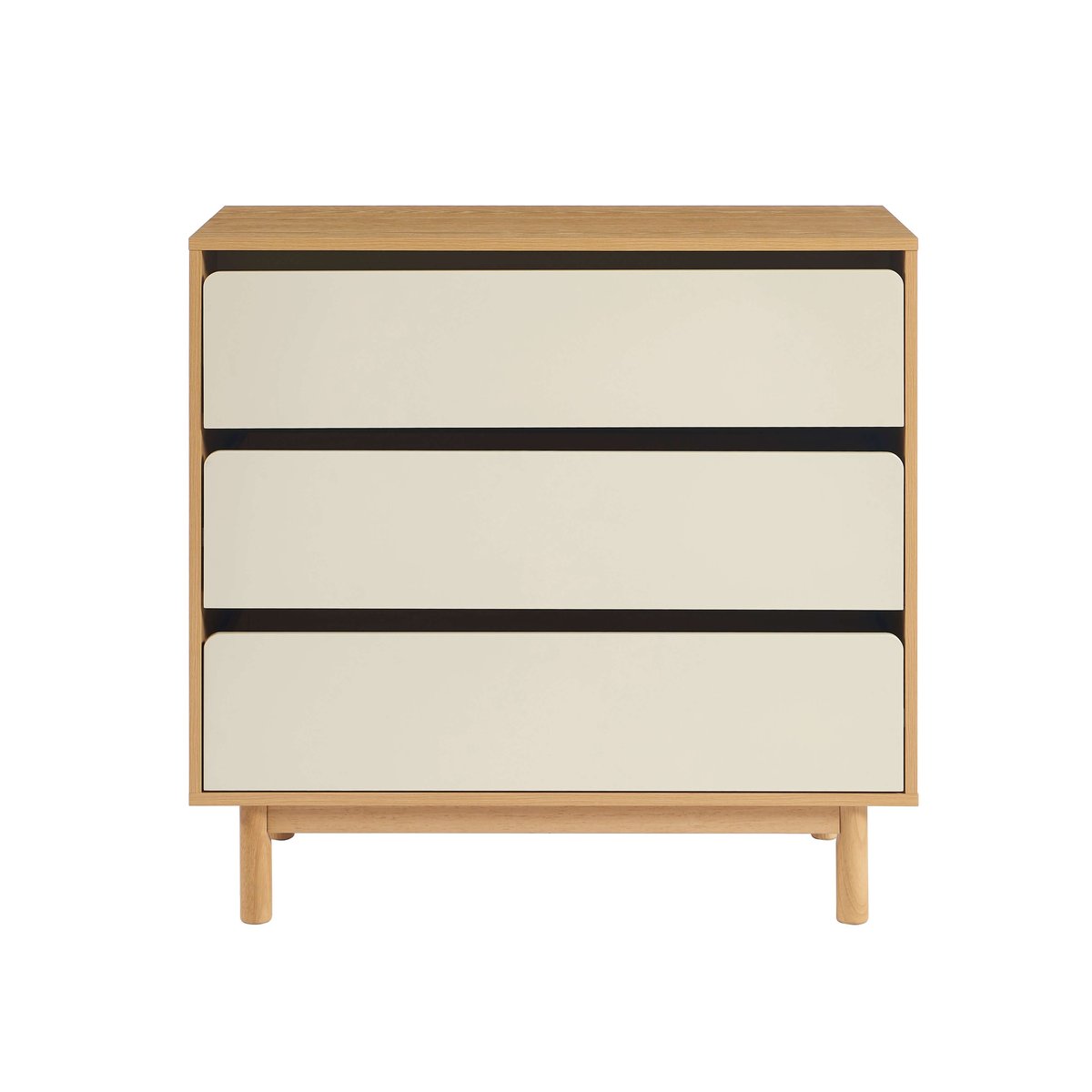 Commode 3 tiroirs THALIA beige et chêne, BAÏTA