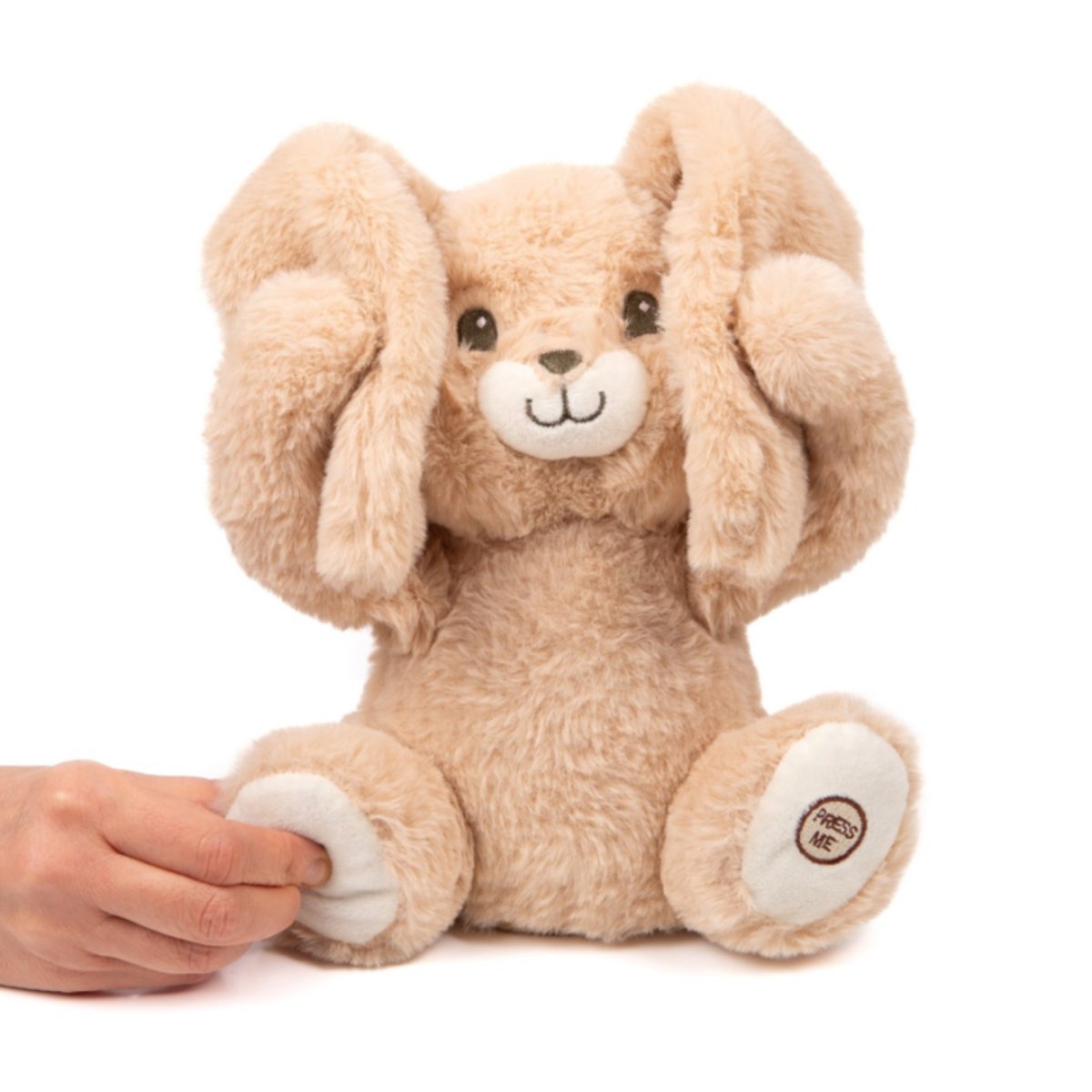 Peluche Justin coucou-caché et comptine beige, PIOUPIOU ET MERVEILLES