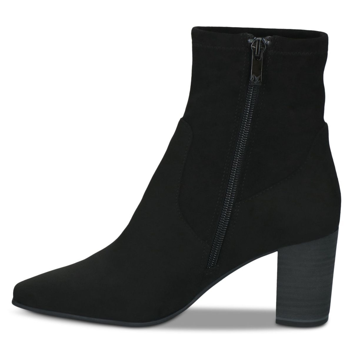 Bottine talon bloc noir cuir beige, CAPRICE