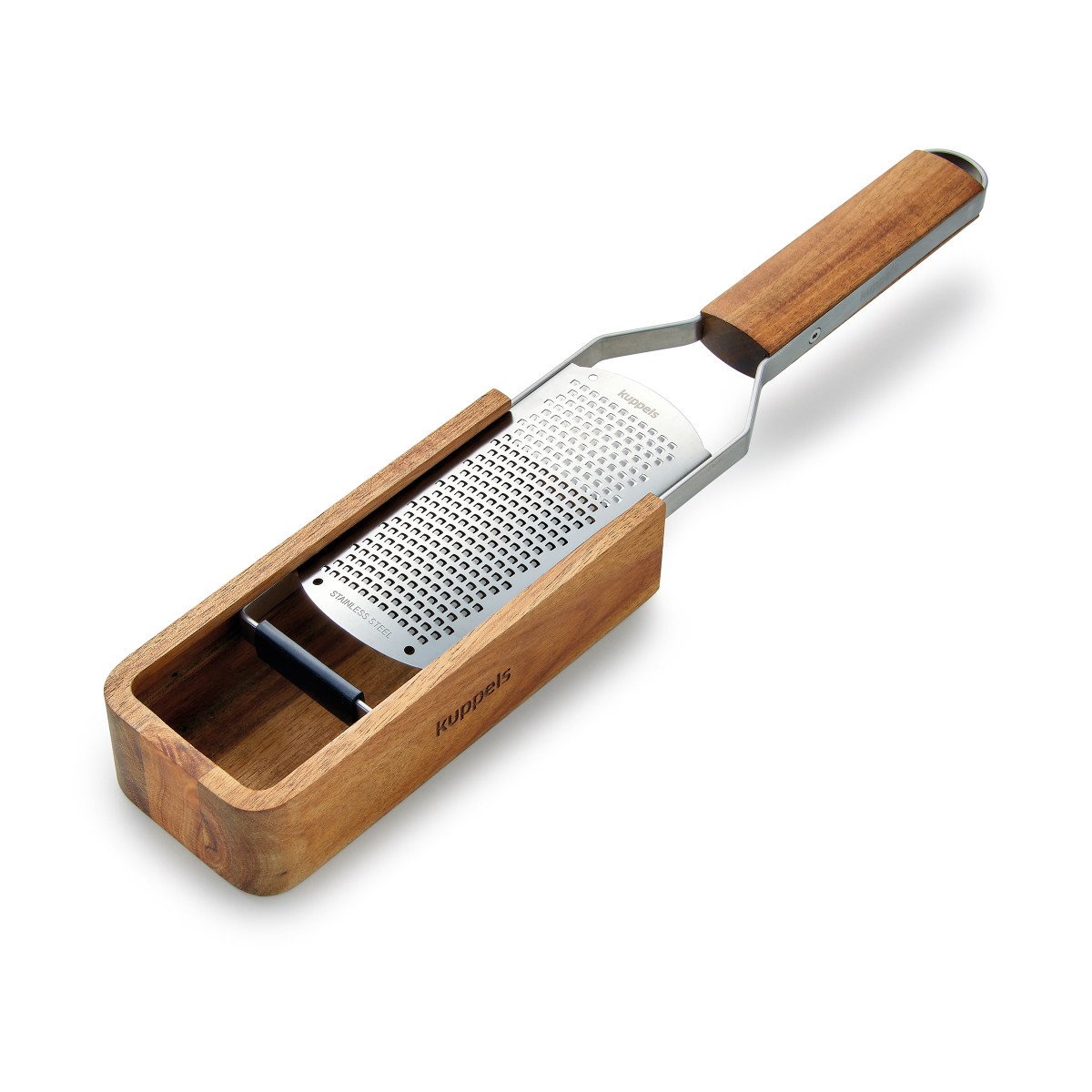 Râpe à main fine avec manche et contenant en bois d'acacia - GRANO bois, AMEFA