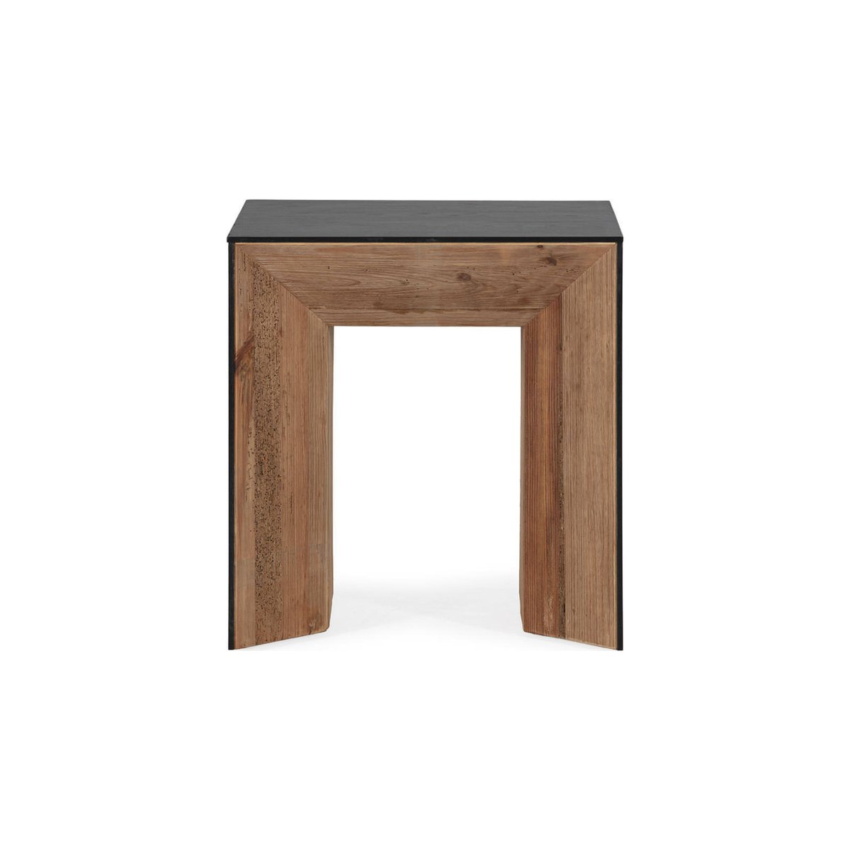 Table d'appoint en pin, Style industriel naturel vieilli et noir, RECOLLECTION