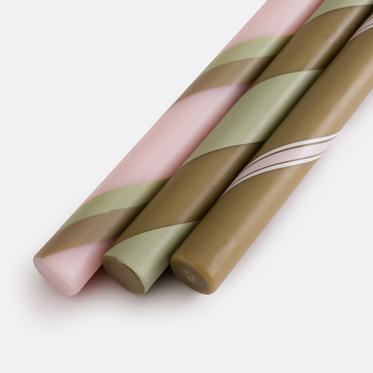 Lot de 3 bougies imprimées rayures, GEORGIO multicolore, LA REDOUTE INTERIEURS