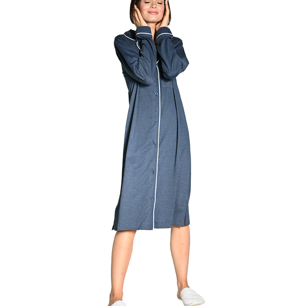 Chemise de nuit chambray MILA bleu nuit, SENSEI MAISON