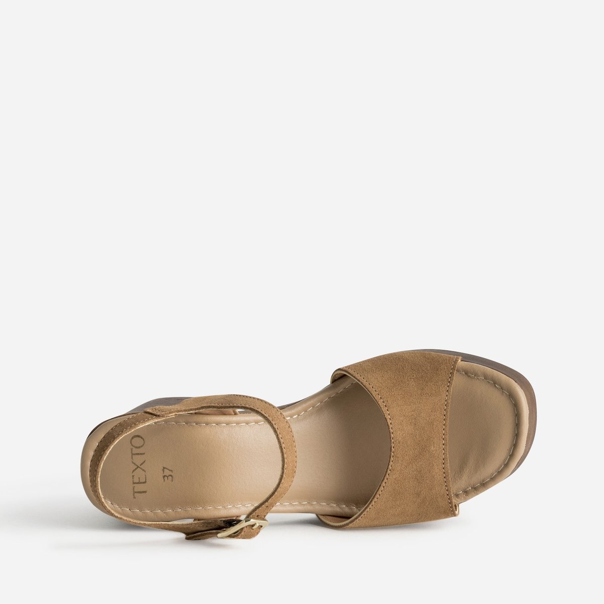Sandale À Talon en cuir GENESIA camel, TEXTO