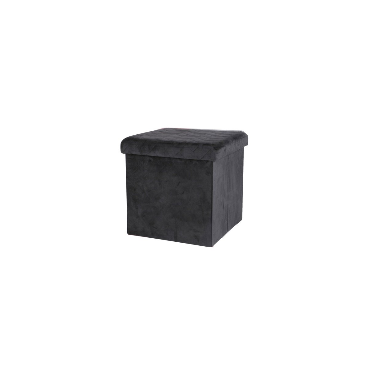 Pouf coffre de rangement velours noir - 37.5x37.5x37.5cm noir, URBAN LIVING