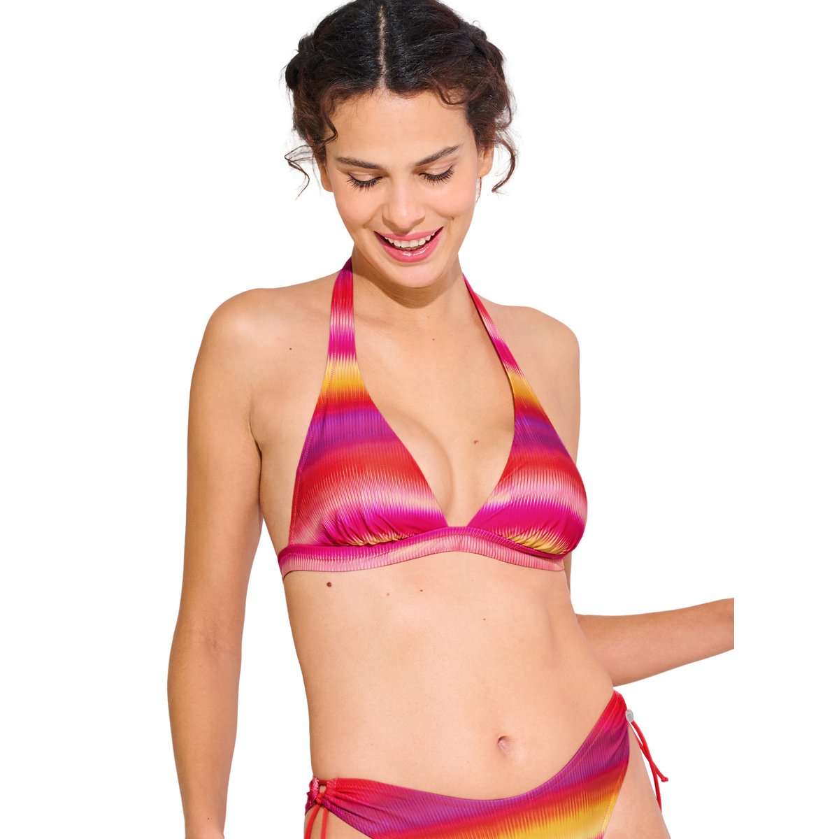 Haut maillot de bain triangle préformé sans armatures OSAKA rose, LISCA