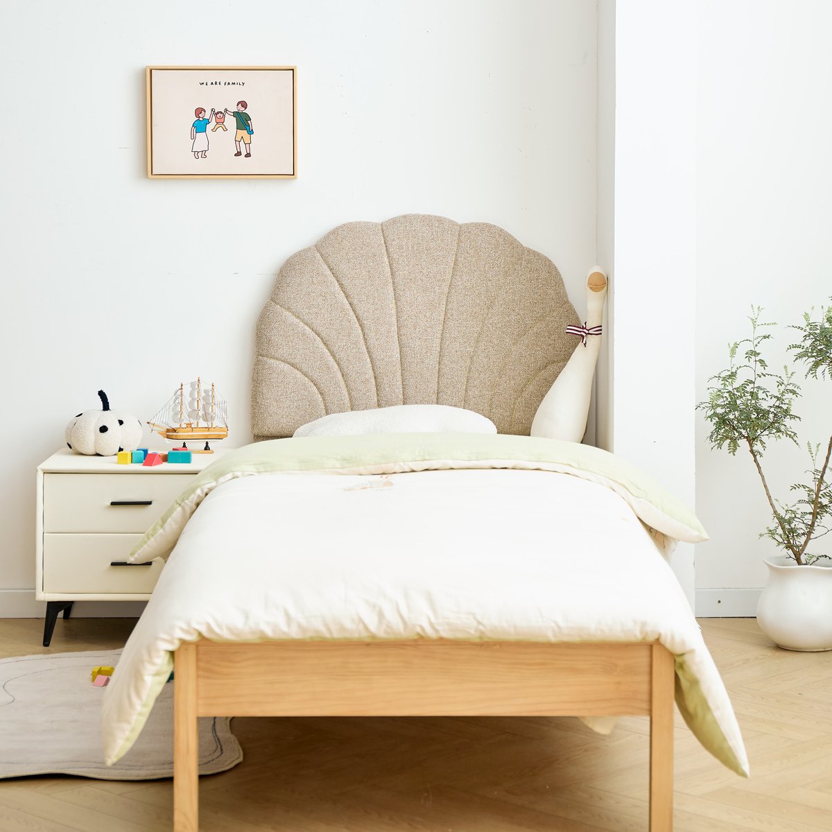 Tête de lit en tissu, SUND bois clair, NORDLYS