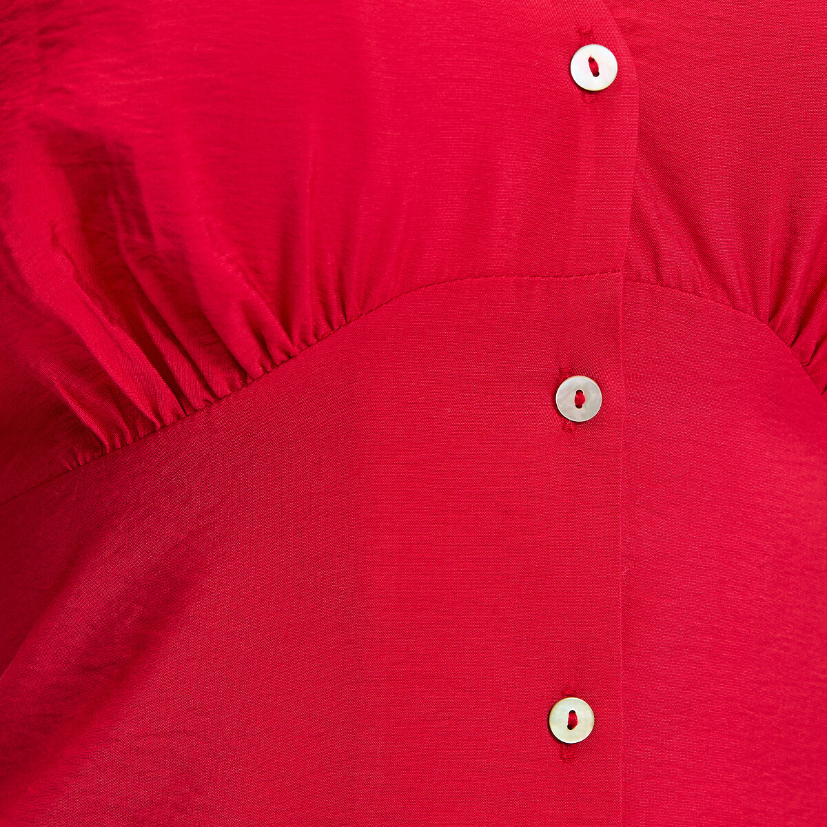 Lange jurk, V-hals, elleboogmouwen rood, LA REDOUTE COLLECTIONS