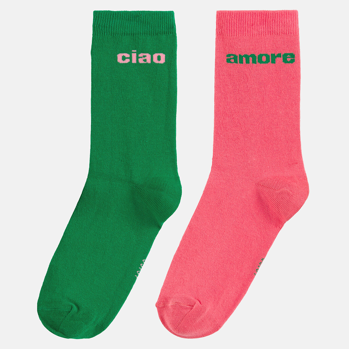 Set van 2 paar sokken roze+groen, LA REDOUTE COLLECTIONS