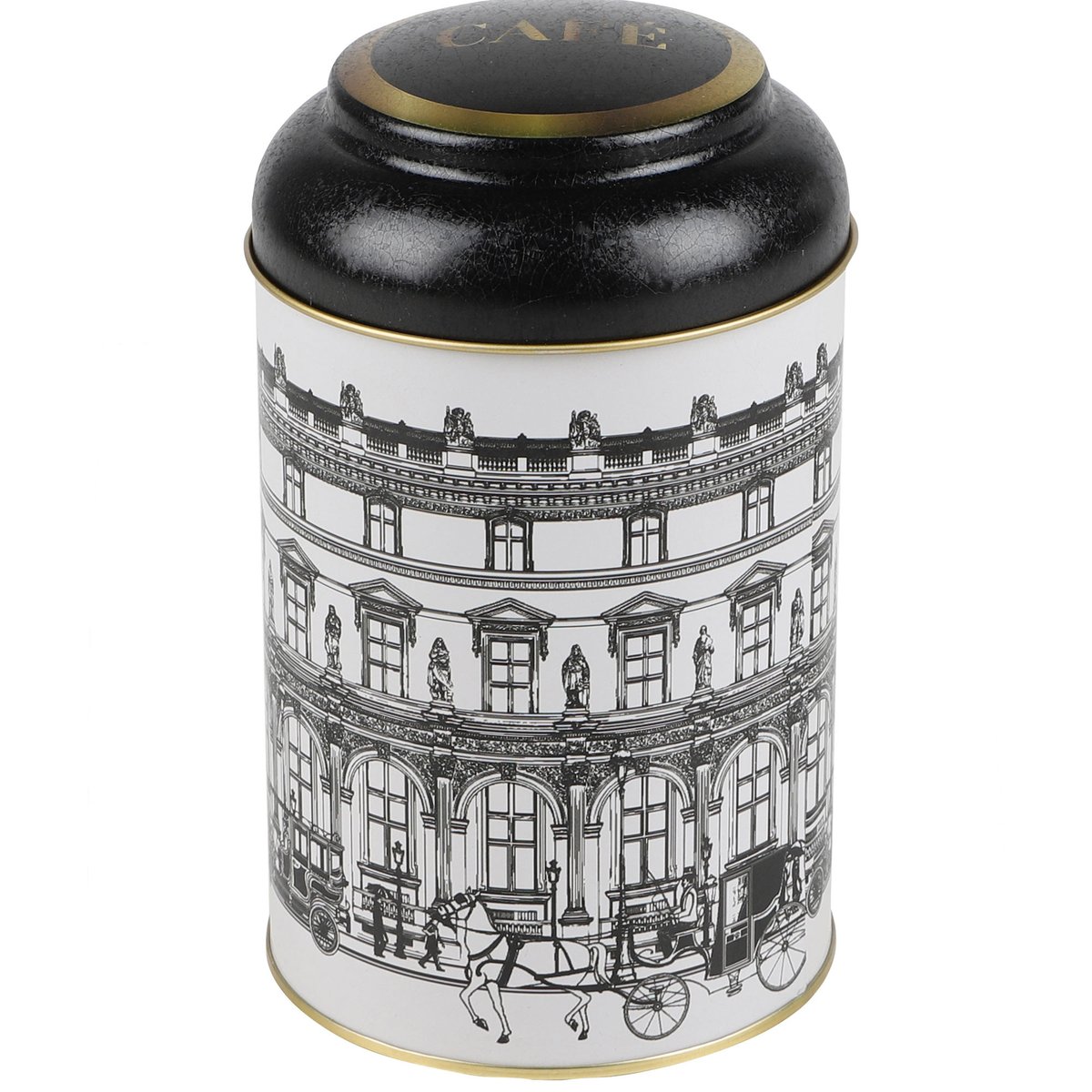 Boîte à café en métal noir, blanc et doré noir & blanc, WADIGA
