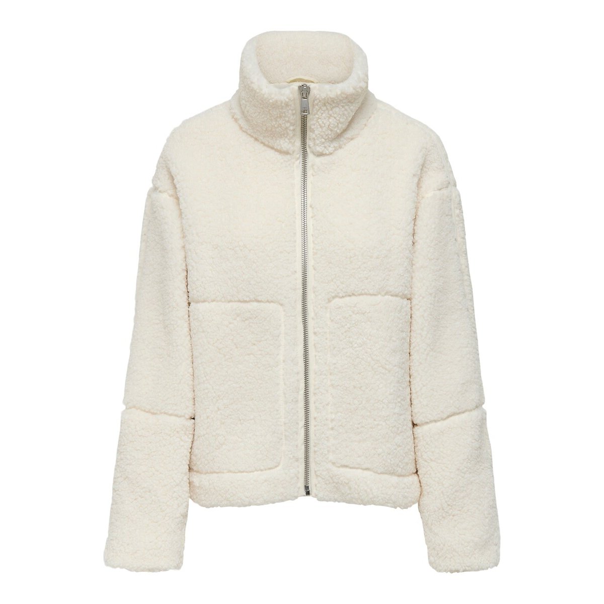 Veste zippée en sherpa blanc, ONLY
