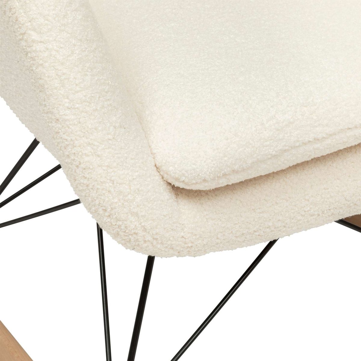 Fauteuil à bascule en bouclette OLMETO blanc, ATMOSPHERA