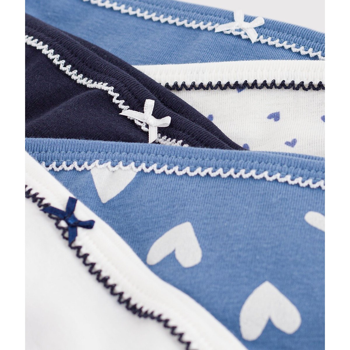 Lot de 5 culottes en coton lot bleu / blanc, PETIT BATEAU