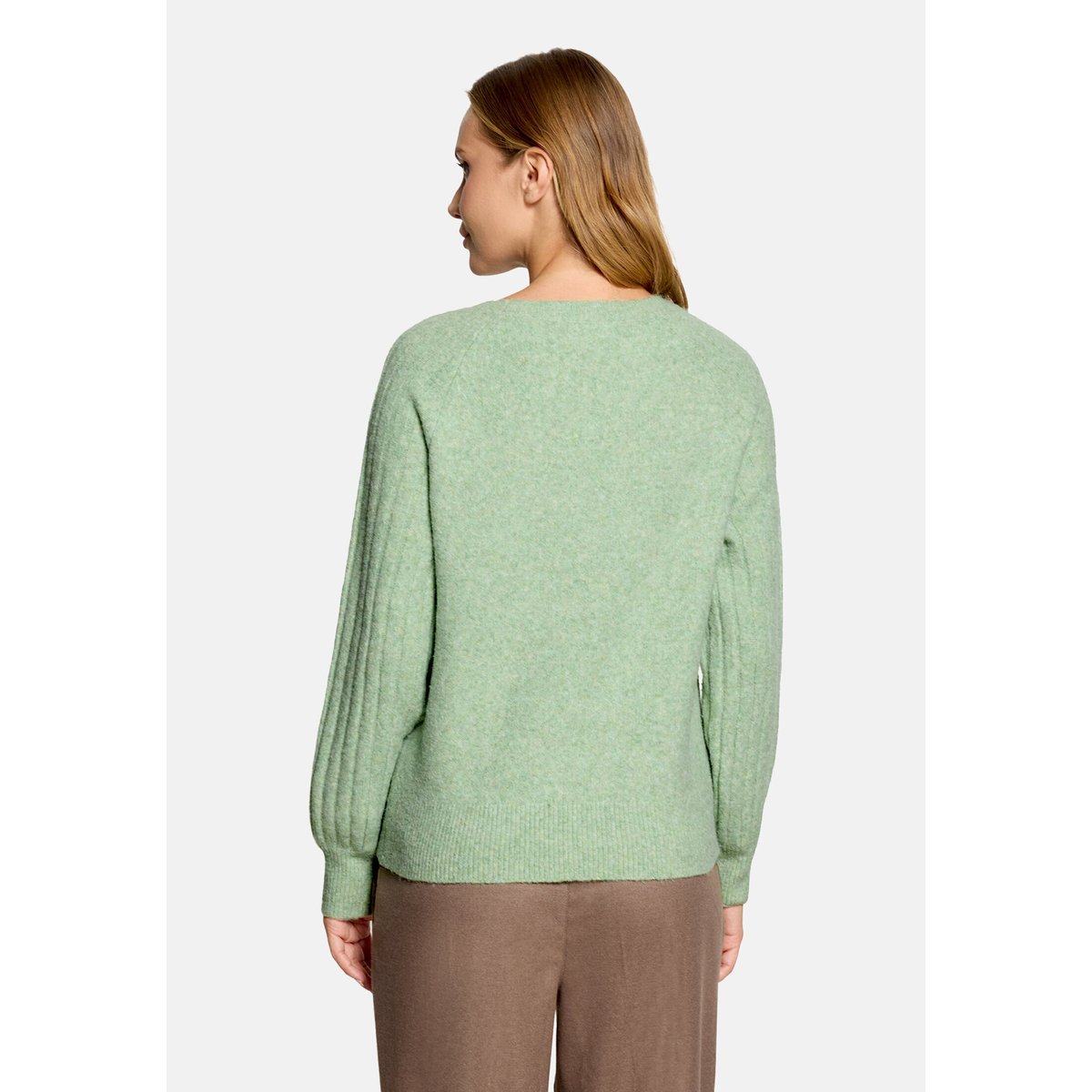 Pull-over en maille à encolure ronde green melange, CARTOON