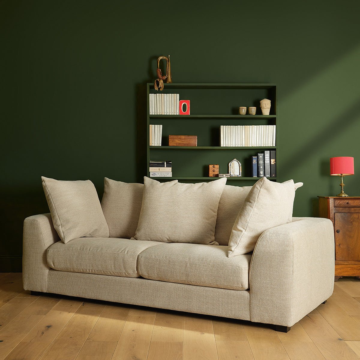 Canapé convertible 3 places en tissu texturé   EDMOND beige chiné, BERAH GETAH