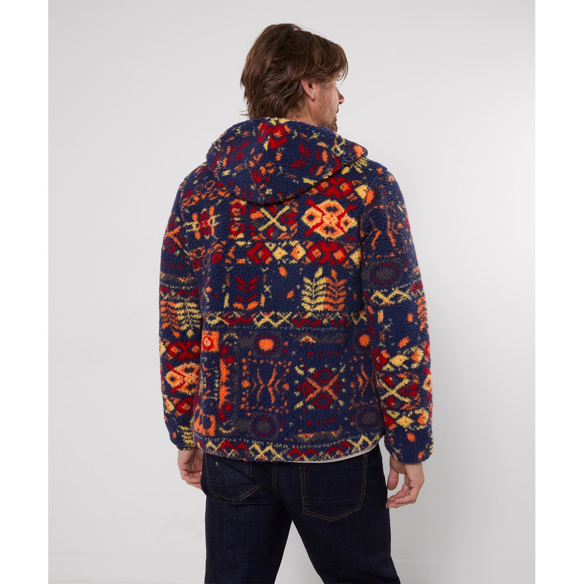 Sweat à Capuche en Sherpa Parfaitement Imprimé bleu, JOE BROWNS