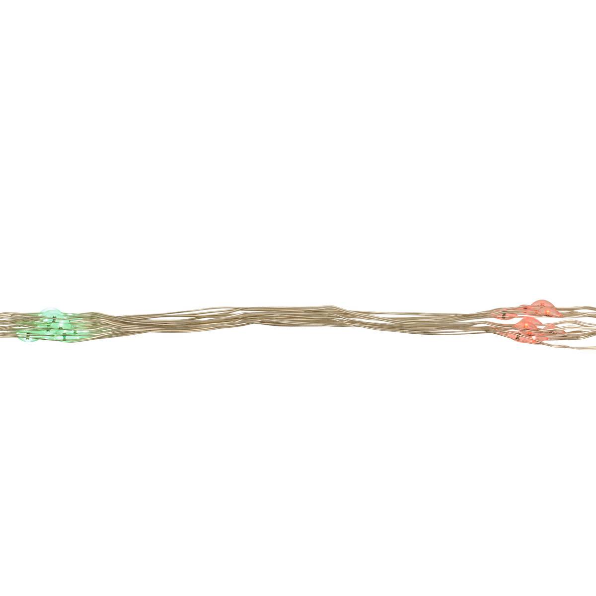 Guirlande lumineuse à pompons d'intérieur 2 m 200 LED blanc chaud fil cuivre à piles multicolore, FEERIC LIGHTS & CHRISTMAS