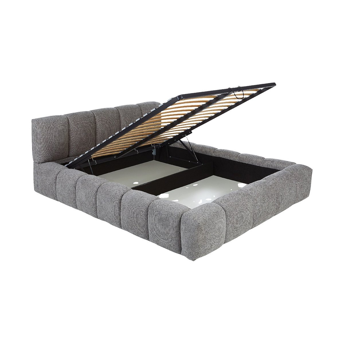 Lit coffre en tissu chenille SETANA gris, HABITAT