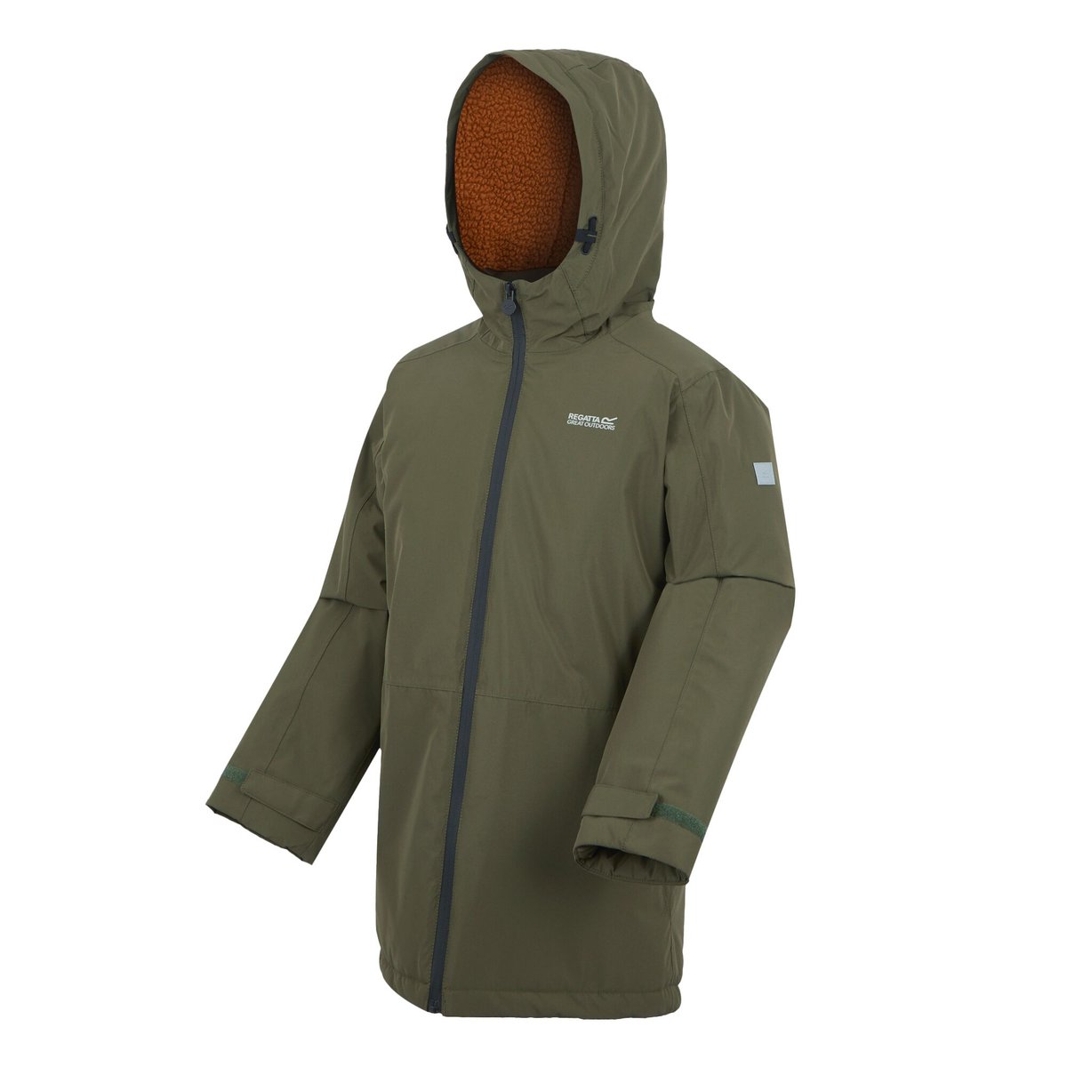 Veste imperméable unie à capuche FARBANK kaki foncé / orange sombre, REGATTA