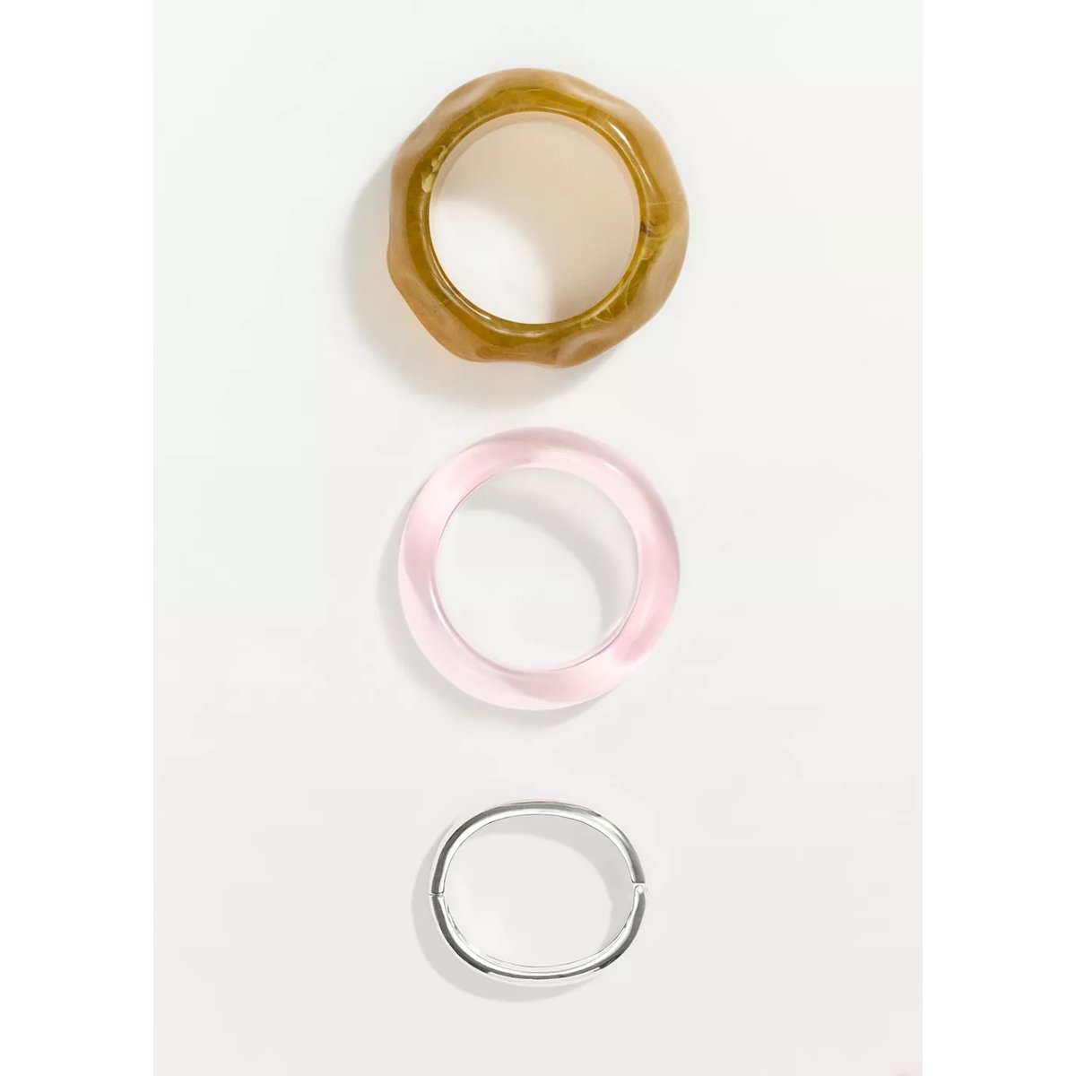 Lot de 3 bracelets au design irrégulier argent, MANGO