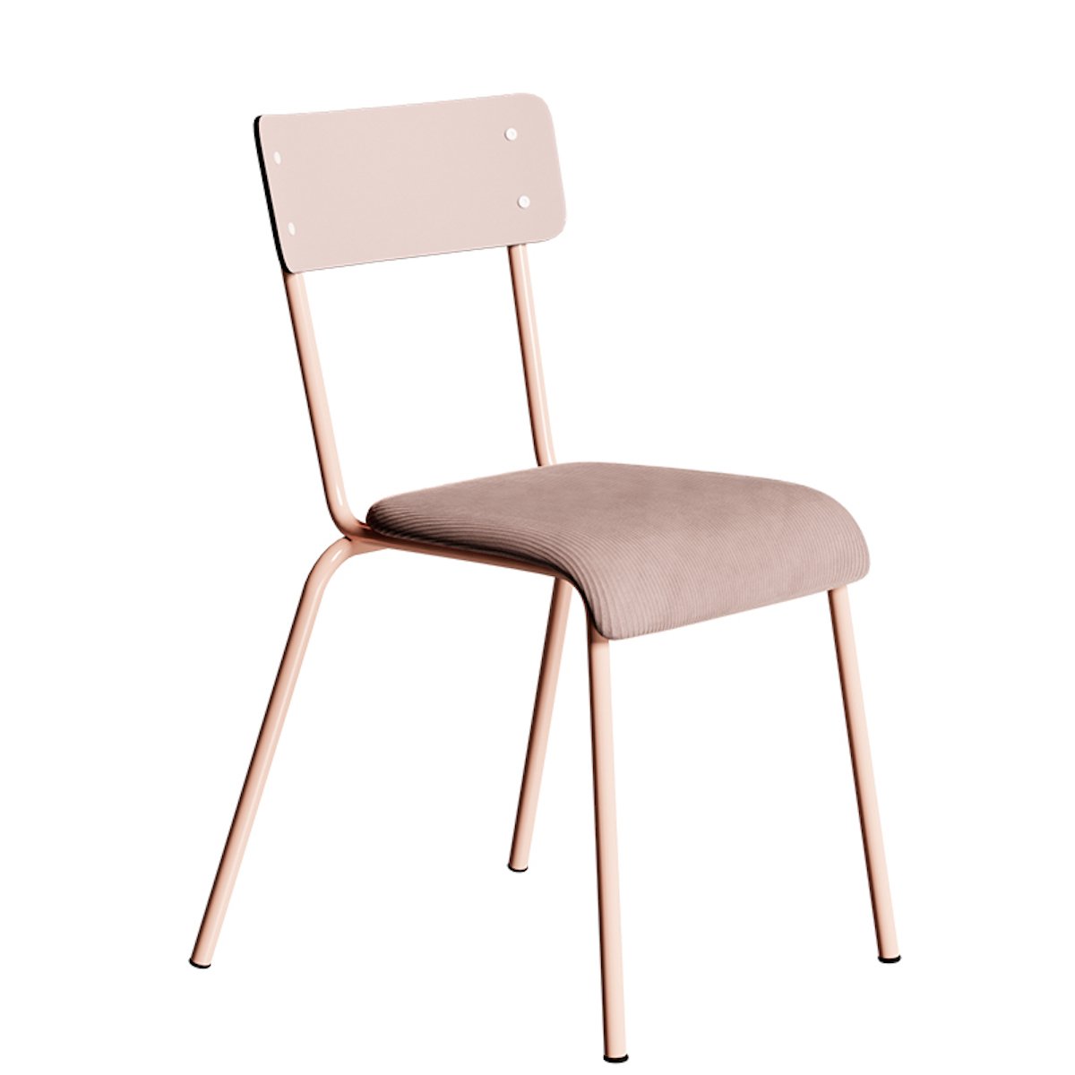 Chaise de salle à manger en velours côtelé style vintage SUZIE rose poudré, LES GAMBETTES