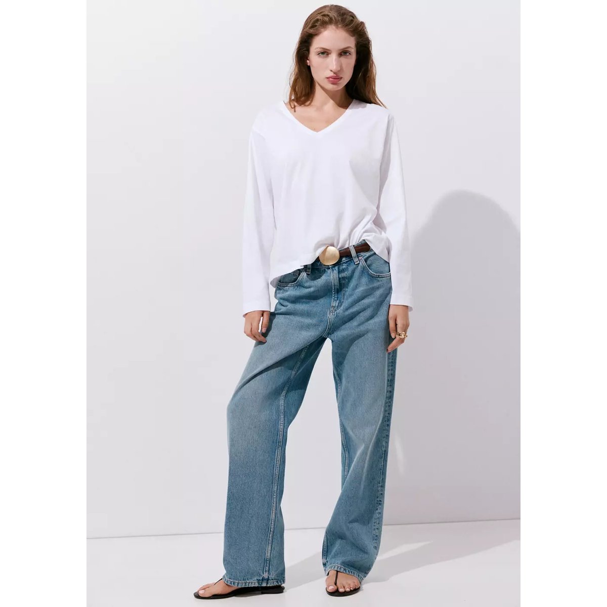 Jean Miami droit taille normale bleu moyen, MANGO
