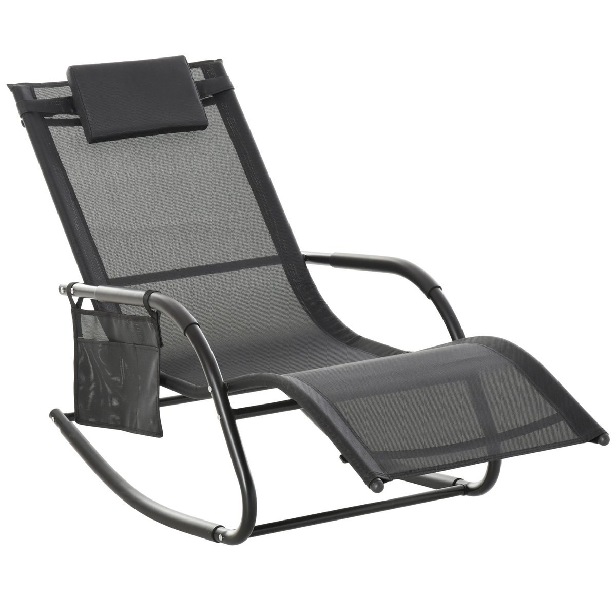 Fauteuil à bascule Métal Noir noir, OUTSUNNY