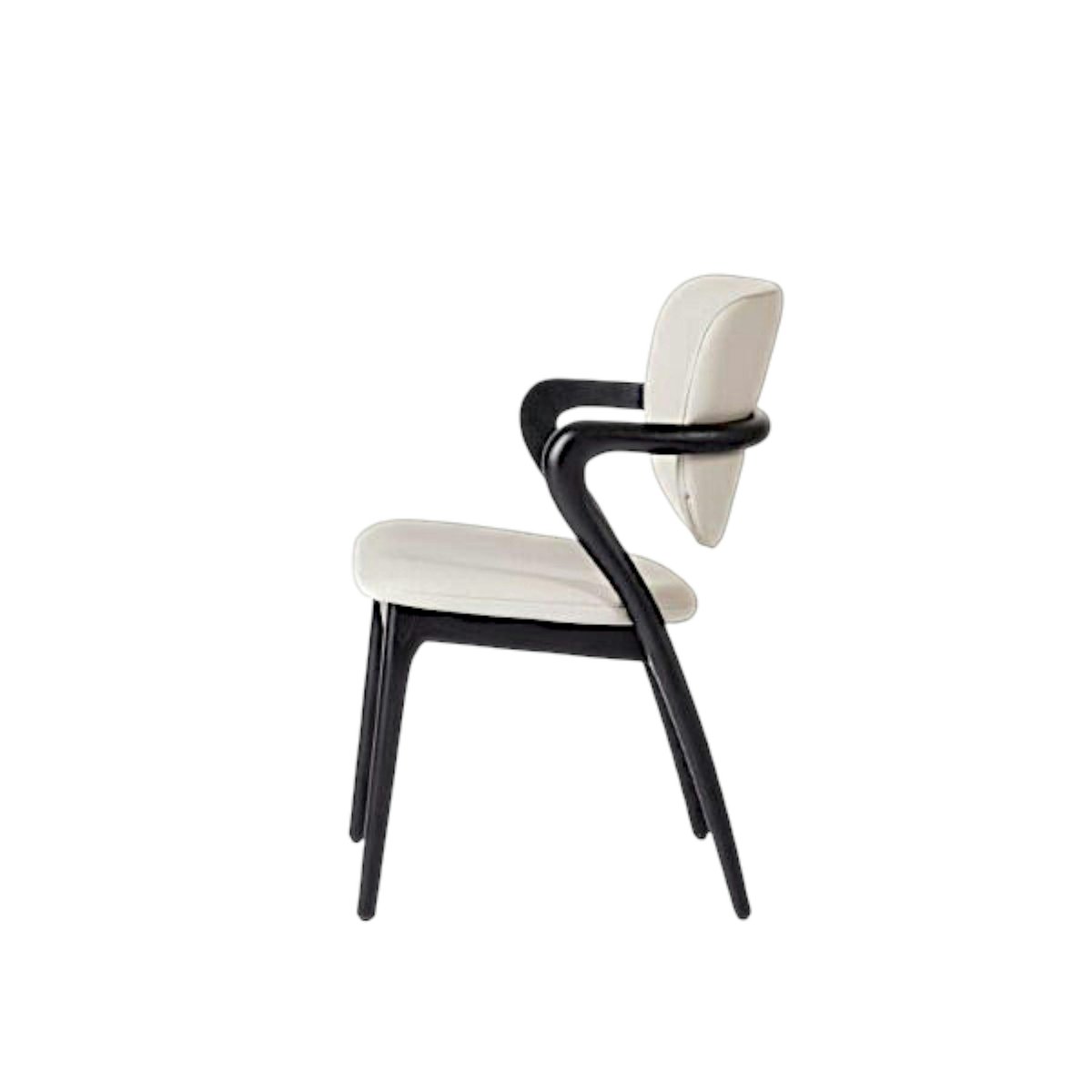 Chaise en cuir avec accoudoirs ALDER gris clair - noir, PIER IMPORT
